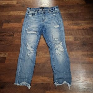 Women's Judy Blue Distressed Boyfriend Fit Blue Denim Jeans       Sz 11/30